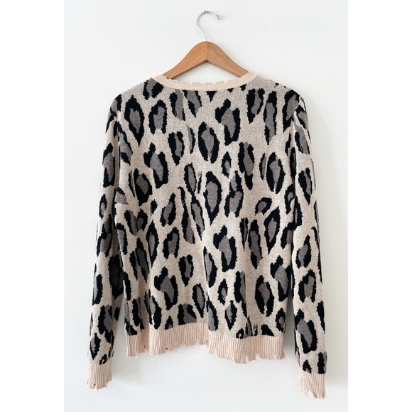 FATE 🌈 Distressed Leopard Print Sweater in Taupe & Black from Anthropologie - Picture 10 of 16